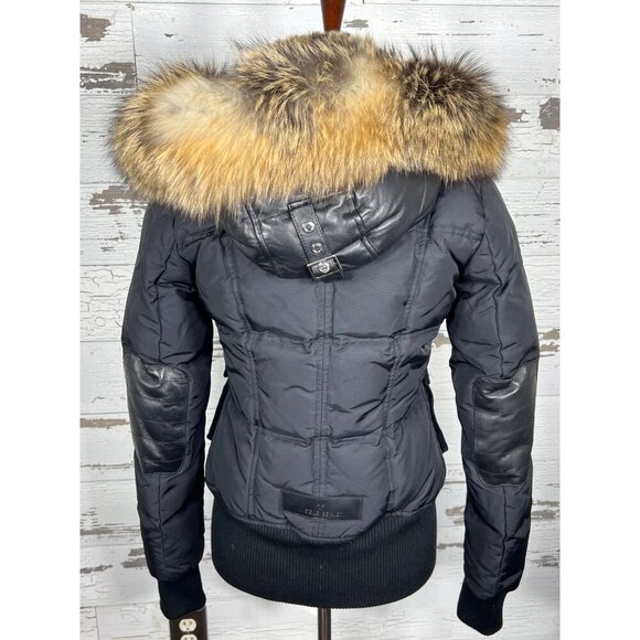 NICOLE BENISTI Fordham Down-Filled Coat Black Cheetah Gold Sz XS NWT - Picture 5 of 9